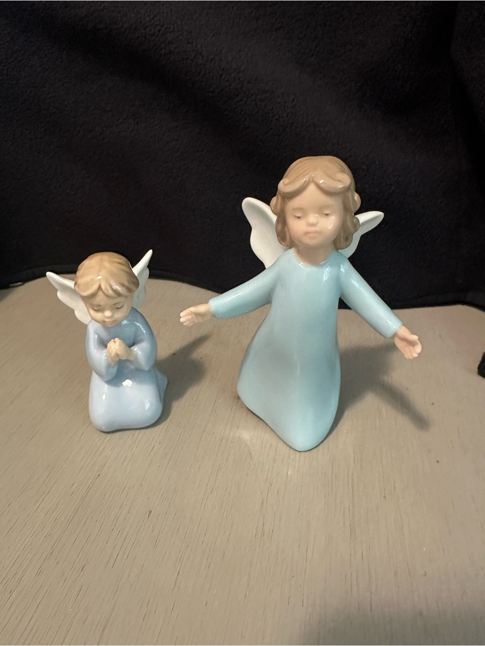 Blue Ceramic Angel Figurine - Decorative Home Accent